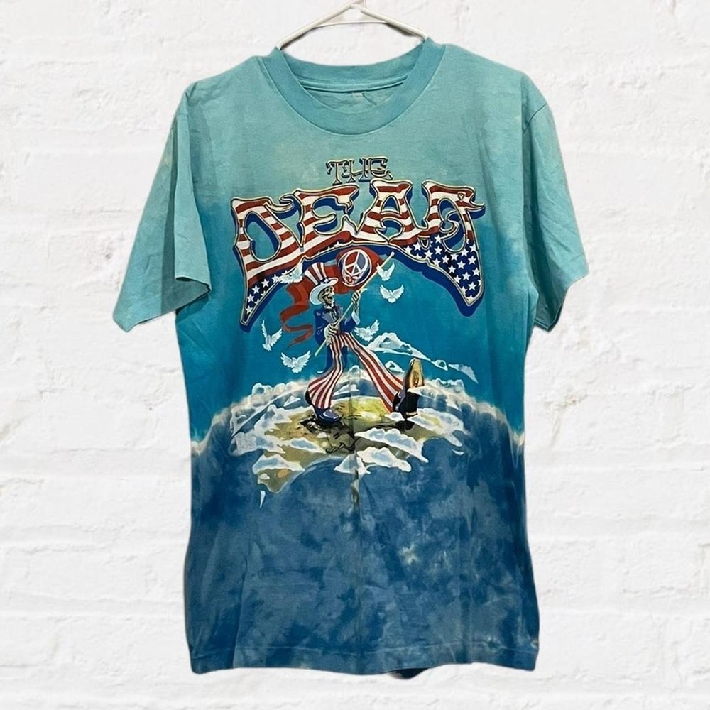 Grateful Dead Wave That Flag Summer 2004 Tour Tie Dye Blue T-Shirt Men's Sz Med